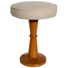 Jean Royère Oak Stool with Silk Top 10