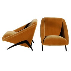 Fantastic Italian Wedge Chairs in Golden Mohair