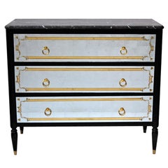 French Eglomise Chest of Drawers with Marble Top