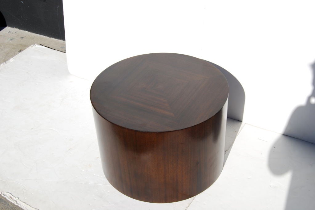 American Round Book-Matched Walnut Pedestal Table.