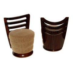 Rare French Art Deco Macassar Ebony Occassional Chairs