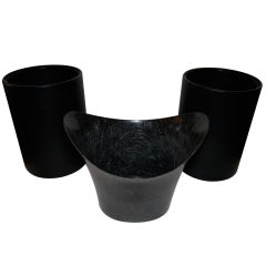 Knoll Black Leather Clad Wastecans and a Hastings Wastecan