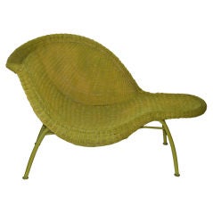 Fan-Tastic Wicker Chaise Longue in Green Wicker