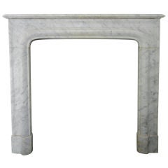 19th Century French Fireplace Mantle in Carrera Marble
