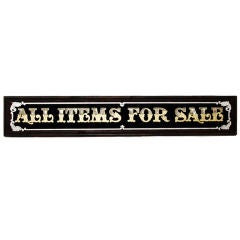 "All Items For Sale" Verre Eglomise Sign with Abalone accents