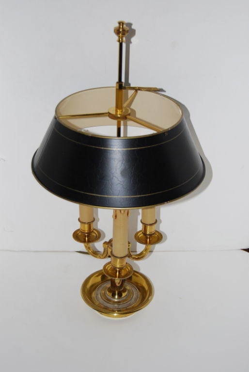 Bouillotte Lamp with Black Shade In Good Condition For Sale In Los Angeles, CA
