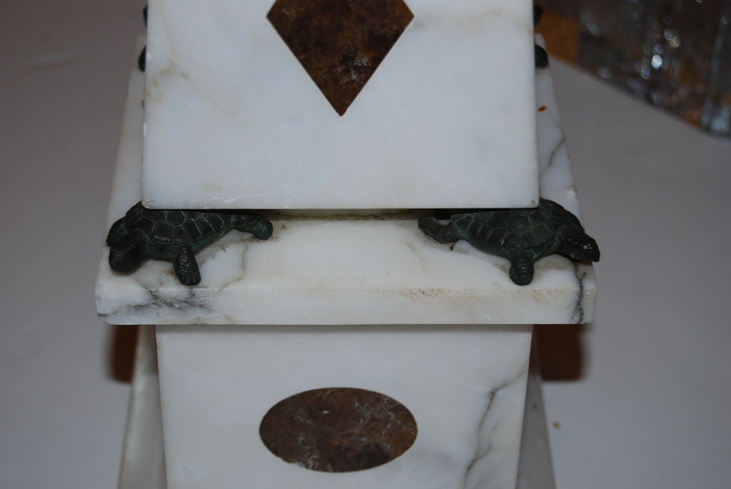 Large Intaglio Obelisk Lamp with Bronze Turtle Accents 1