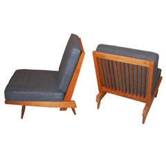 George Nakashima Spindle Back Chairs in Charcoal Silk