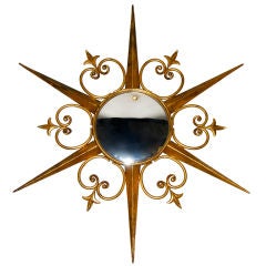 French Gilded Sunburst Mirror with Fleur De Lis