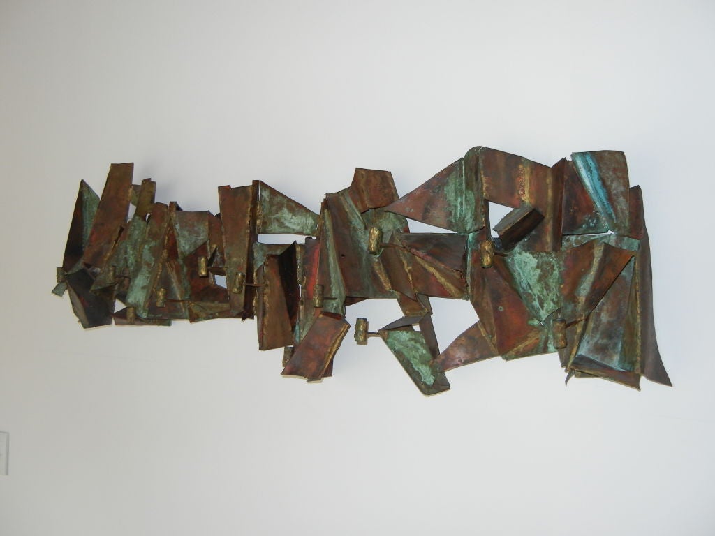 American Paul Evans Copper Wall Candelabra Sculpture For Sale