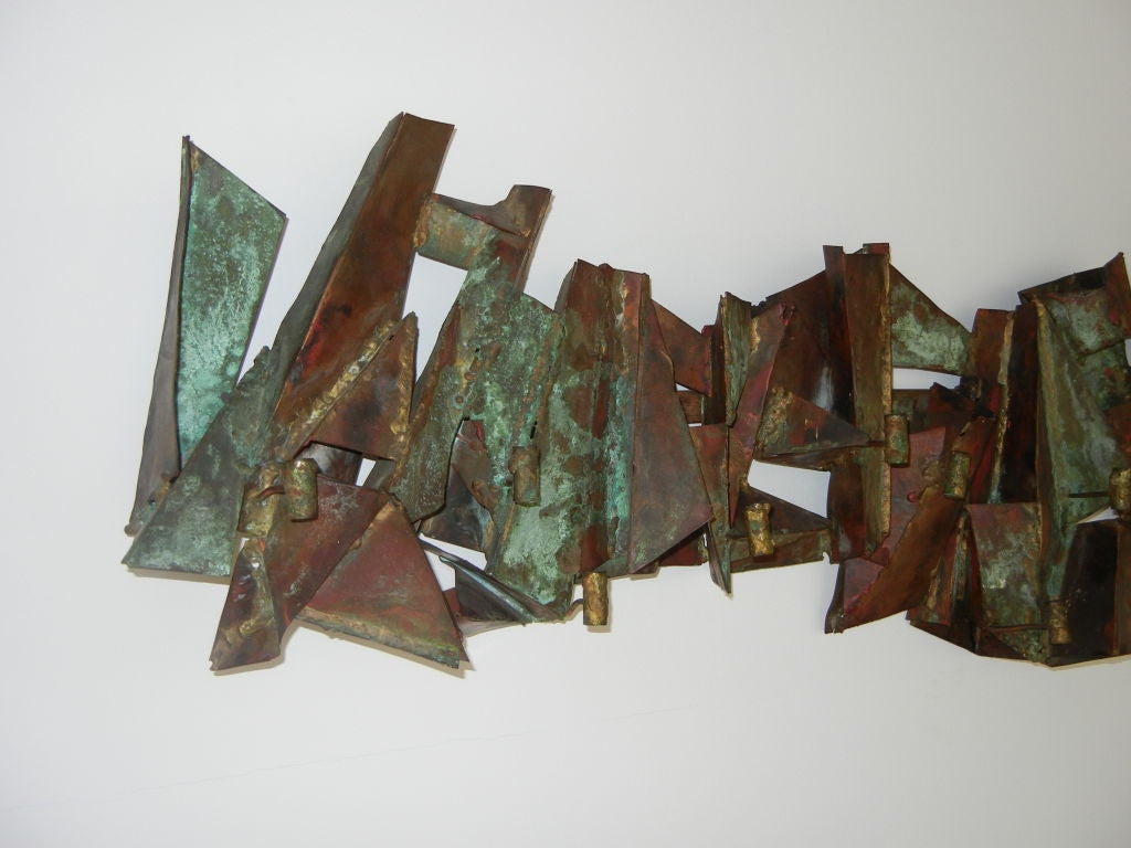 Paul Evans Copper Wall Candelabra Sculpture In Excellent Condition For Sale In Los Angeles, CA