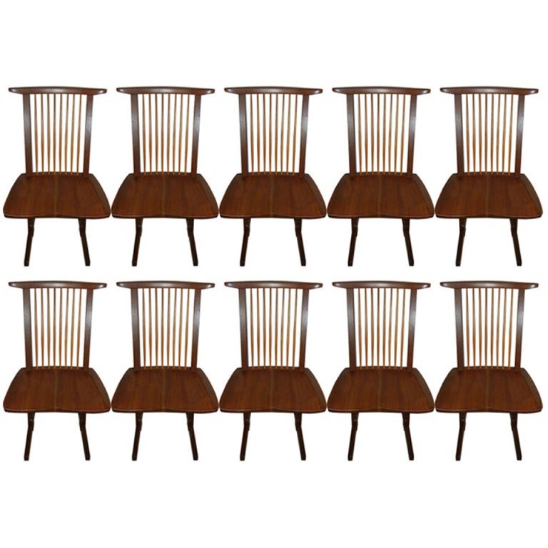 Set of Ten George Nakashima "Conoid" Chairs