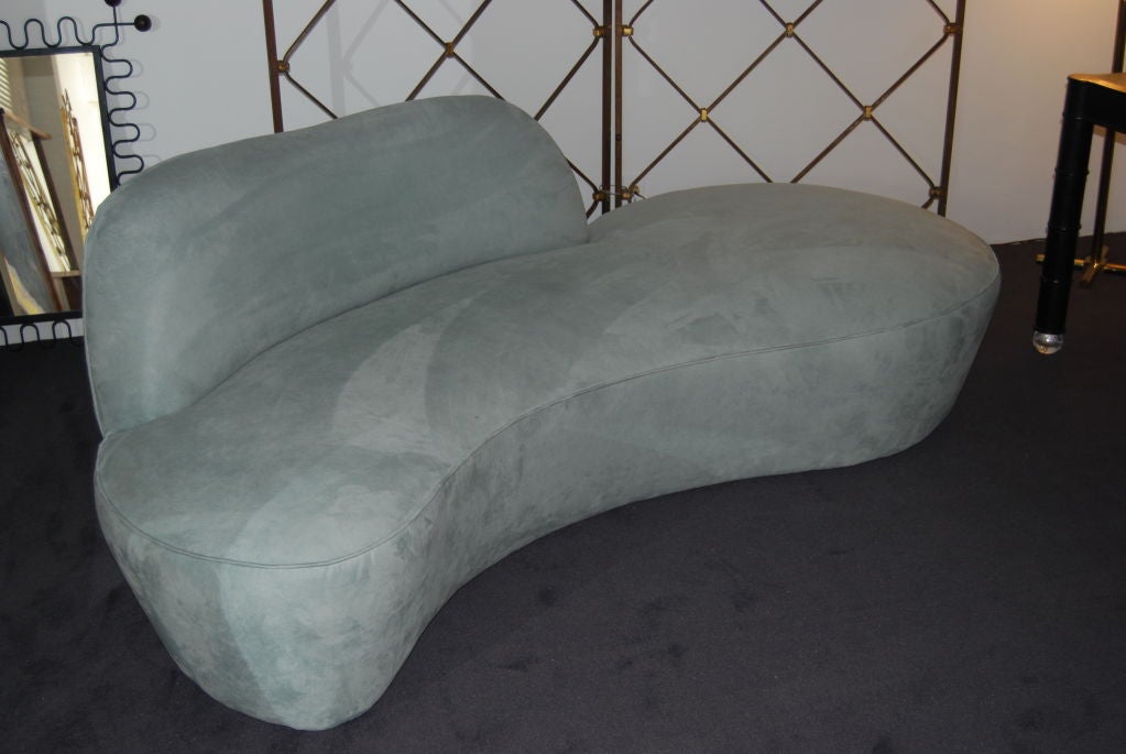 Mid-Century Modern Vladimir Kagan Celadon Ultrasuede Freeform Sofa
