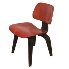 Rare Eames Two Tone Red and Black Aniline Dyed DCW