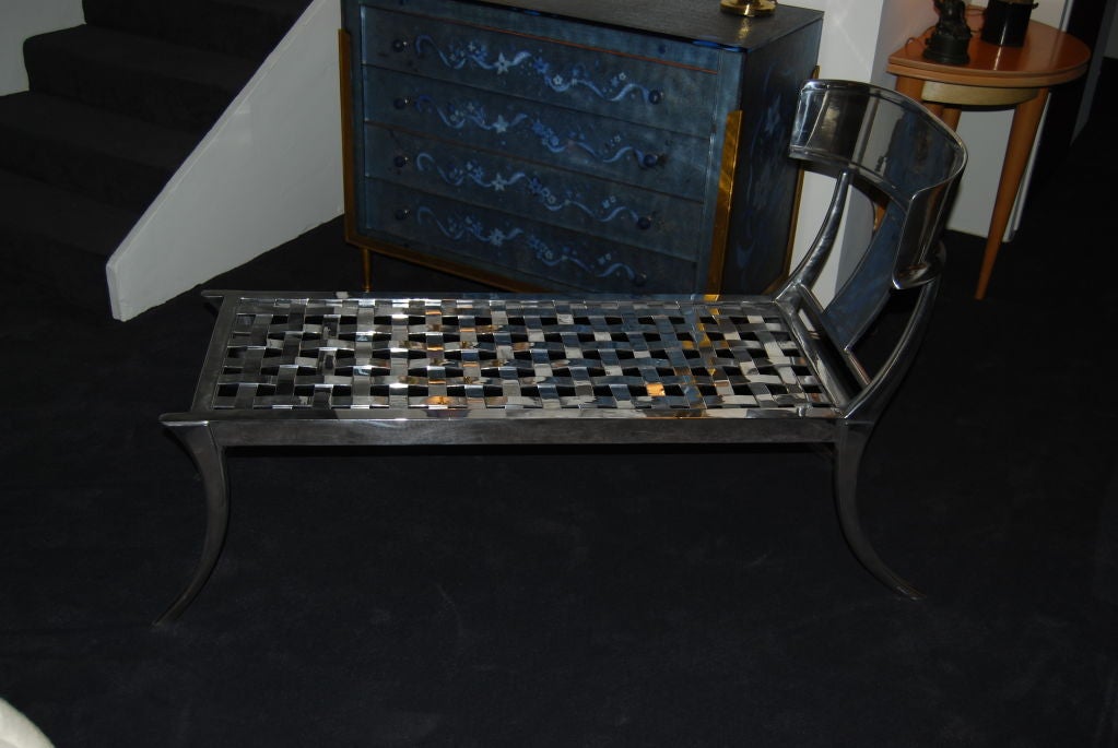20th Century Klismos Chaise Longue in Polished Aluminum