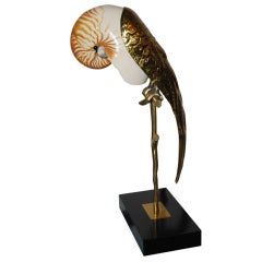 Gabriella Binazzi Brass Mounted Shell "Cockatiel" Sculpture