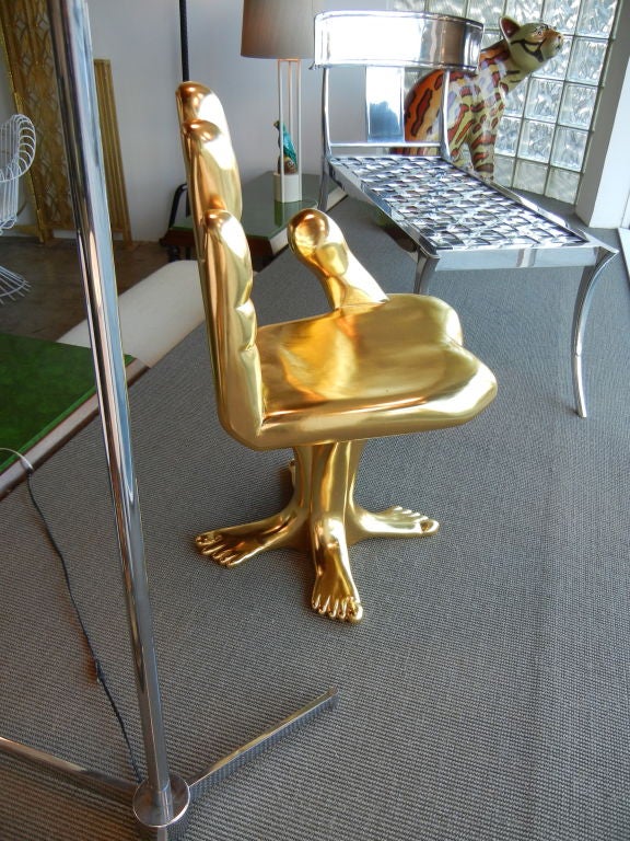 Pedro Friedeberg Gold Leafed Hand and Foot Sculptural Chair 1