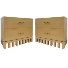 Jean Michel Wilmotte Pair of "Palmer" Commodes in Cerused Finish