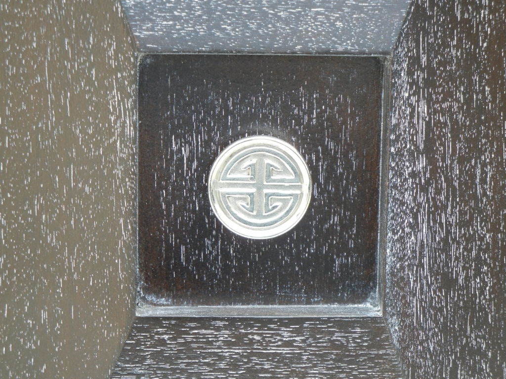 James Mont Pair of Faceted Front Cabinets