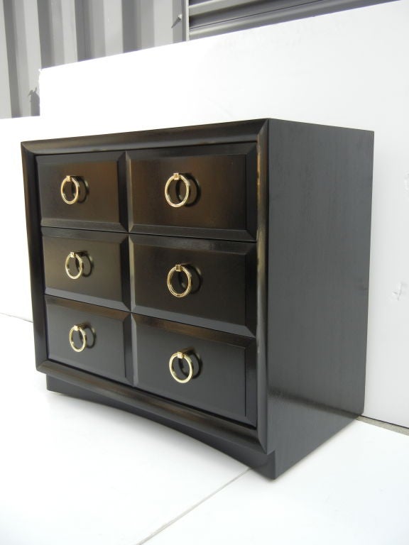 American Robsjohn-Gibbings Classic Chests with Brass Ring Pulls For Sale