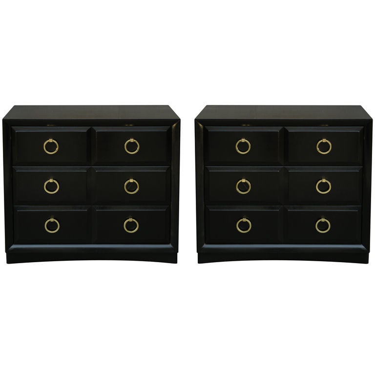 Robsjohn-Gibbings Classic Chests with Brass Ring Pulls For Sale