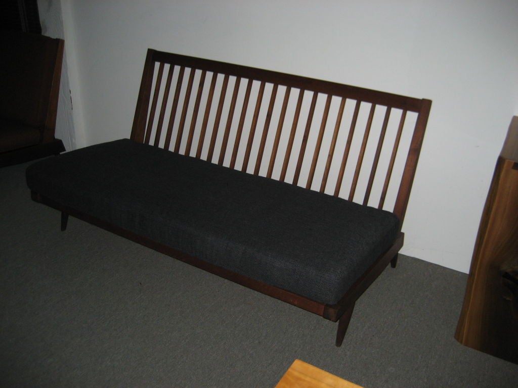 American George Nakashima Settee with Charcoal Silk Cushion For Sale