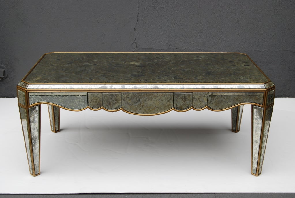 American Marchand Oxidized Antique Mirror Cocktail Table