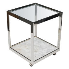 Pace Collection Bar Cart in Polished Steel