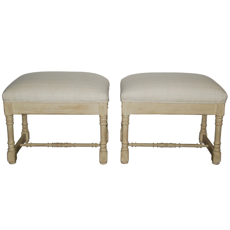 Maison Jansen Stools with Silk Tops For Sale