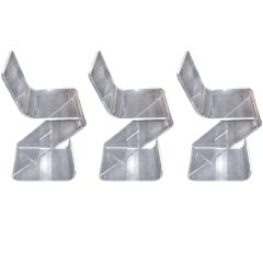 Lucite "Zig-Zag" Barstools-Set of 3