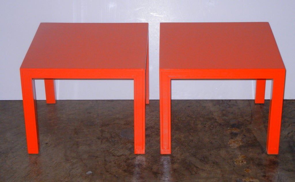 Robsjohn Gibbings Coral Lacquer Side Tables