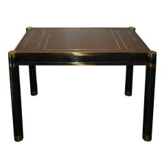 Karl Springer Brown Lizard and Brass Game Table