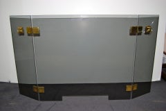 Fire Screen in Brass and Smoked Glass