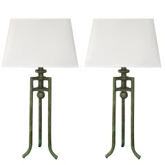 William "Billy" Haines Verdegris Table Lamps