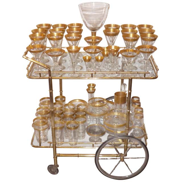 Dorothy Thorpe Glassware In Gold60 Pieces at 1stDibs