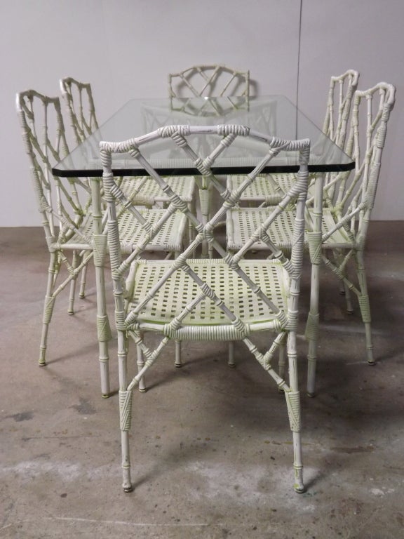 American Hollywood Regency Style Faux Bamboo Patio Set