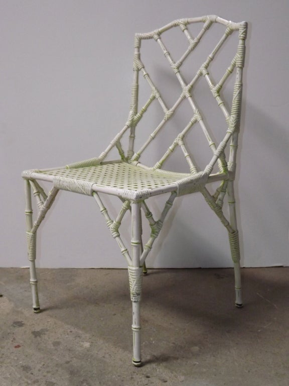 Hollywood Regency Style Faux Bamboo Patio Set In Good Condition In Los Angeles, CA