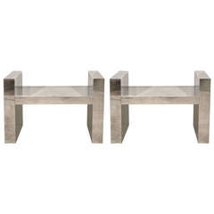 Karl Springer Pair of Benches, Stainless Steel