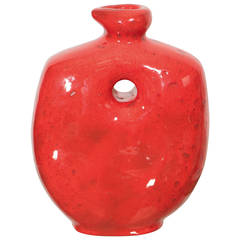 Red Ceramic Vase by Robert and Jean Cloutier, France, circa 1970