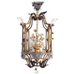 A Rare French Gilt-Metal Square Form Lantern; by Bagues, Paris