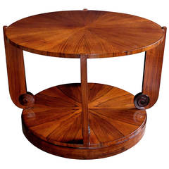 Stylish French Art Deco Zebrawood Circular Coffee or Center Table