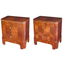 Good Pair of French Art Deco Mahogany Two-Drawer Commodes