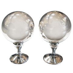 A Rare Pair of American Mercury Glass Gazing Balls; the 'Silent Butler'