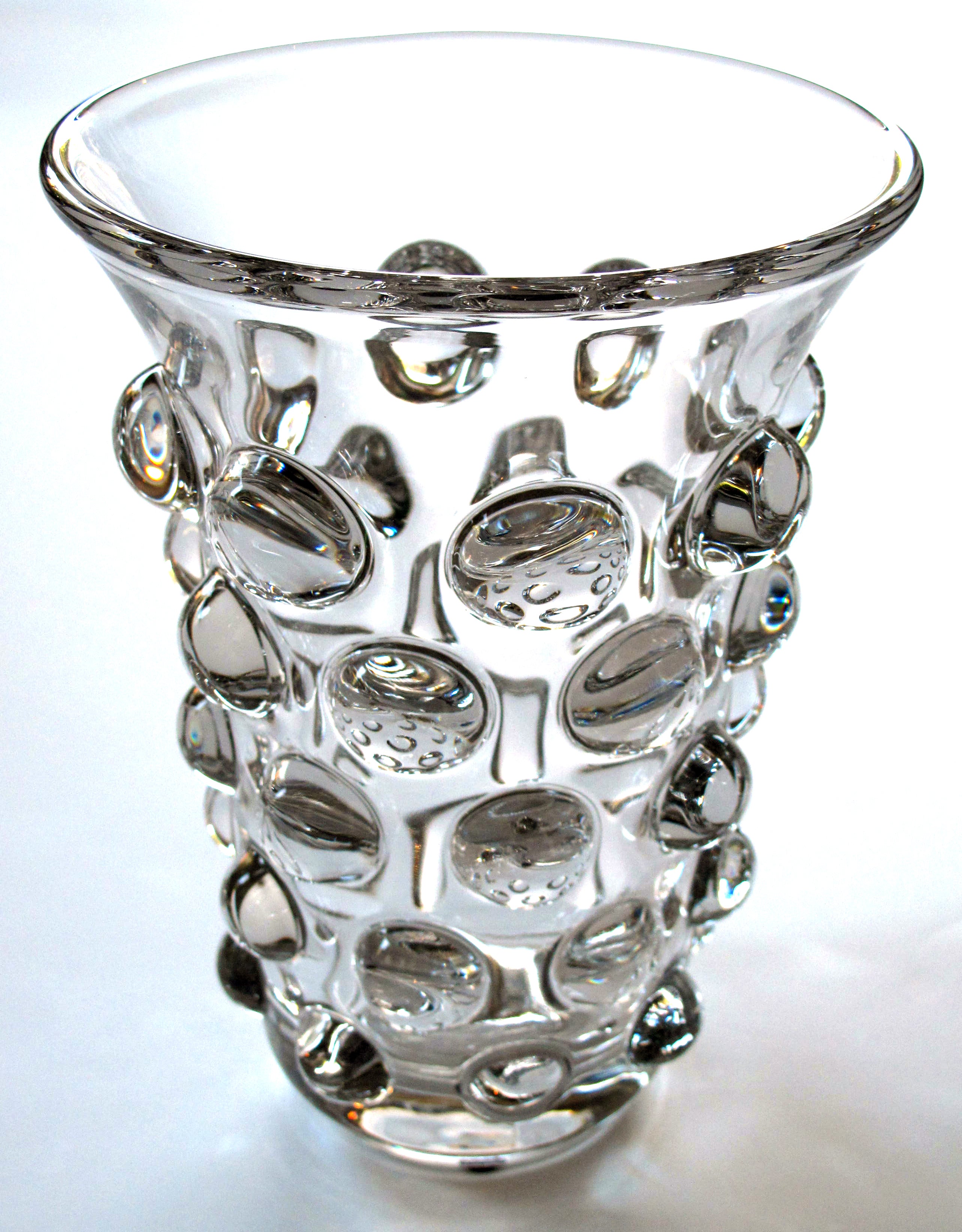 A Shimmering French 1960's Crystal Bulls-Eye Vase; by Art Vannes