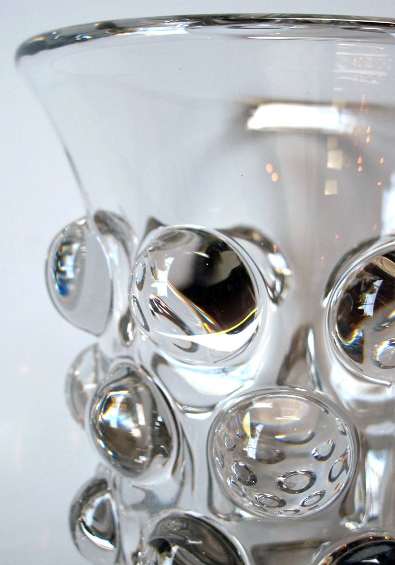 A Shimmering French 1960's Crystal Bulls-Eye Vase; by Art Vannes In Excellent Condition In San Francisco, CA