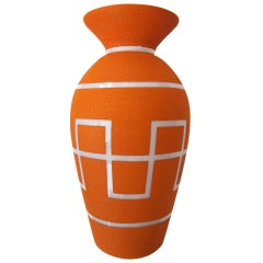 A Stylish Swedish 1960's Cased Glass Vase with Orange Matte Glaze