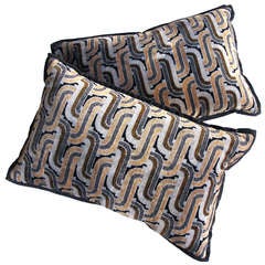 A Good Quality Pair of French Art Deco Velvet Rectangular Pillows