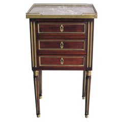 Good Quality French Louis XVI Mahogany Commode w/Marble Top & Gilt-Bronze Mounts