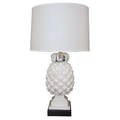 Vintage A Well-Modeled Italian Mid-Century White Ceramic Pineapple-Form Lamp
