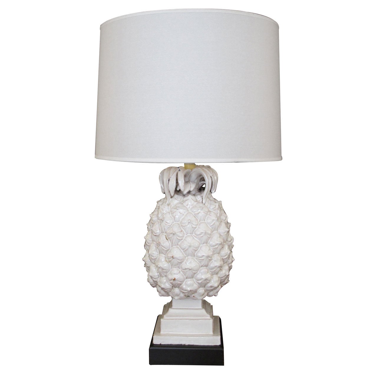 A Well-Modeled Italian Mid-Century White Ceramic Pineapple-Form Lamp at ...